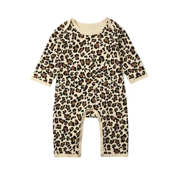 Sestra Ujemanja Obleke Dekliška Oblačila Telovnik Newborn Baby Girl Obleke Jesenski Oblačila Modni Leopard Romper Dolg Rokav O-vratu