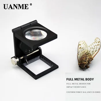 UANME 22 MM 8X Zlaganje Perila Tester Mini Žep Kovinski Magnifiers Krpo Nit Števec Lupo Povečevalno Steklo