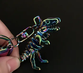 Okoli Jurassic Park, Laser Simfonični Metal Unicorn Okostje Dinozavra Keychain Barvita Vrečko Obesek, Prstan Avto Keychains Key Ring