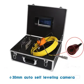 30 mm Auto Self Izravnavanje Kanalizacije Odtočne Cevi-Pregledovalna Kamera S 7 Palčni Monitor DVR Snemalnik Meter Števec 5mm iz steklenih vlaken, Kabel