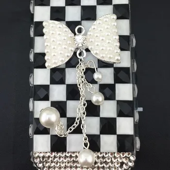 4pcs na veliko 4.5 cm*9.5 cm Primeru Mobilni Telefon DIY Čare Zlitine pearl Rese Bowknot Dekoracijo