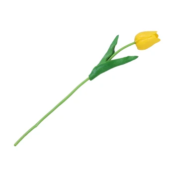 10pcs Rumena Latex Pravi Dotik Tulipanov Cvet z Listi Za Poročni Šopek Okrasite