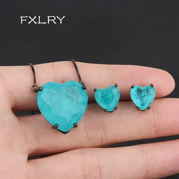 FXLRY Moda Srce Oblika Zelena Modra 