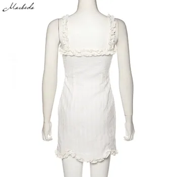 Macheda visoka kakovost, elegantna bela brez rokavov zanko Rogov Maiden veter mini obleka ženska 2020 romantično priložnostne počitnice obleko