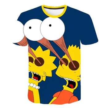 3D Tiskanih Najnovejše Oblačil The Simpsons Moški Ženske t-shirt Priložnostne Harajuku Risanka Smešno Pisanje Tshirt Ulica Nošenje Tee