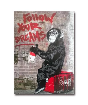 Banksy Opica Modularni Platno, Slikarsko, Plakati, Tiskanje Quadros Wall Street Art Grafiti Sliko Dnevni Sobi Doma Dekor Cuadros