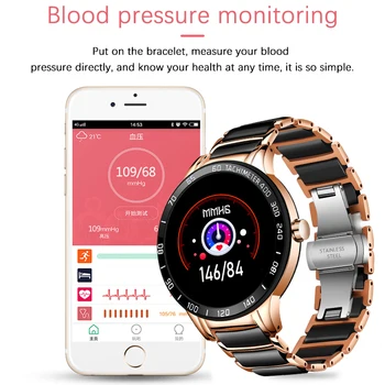 LIGE 2020 Novo Pametno Gledati Moške Srčnega utripa, Krvnega Tlaka, Fitnes tracker Keramični trak Šport Gledam nepremočljiva Smartwatch