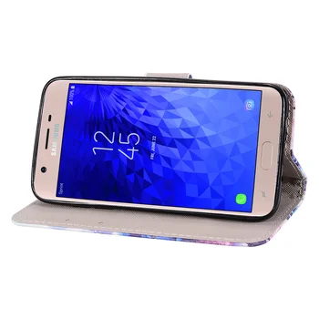 Usnjene Denarnice Pokrovček Za Samsung Galaxy J7 Izboljšati Star PROTI 2018 3D Barvanje Telefon Flip Primeru SM-J737P SM-J737V Vgrajeno Stojalo Primerih
