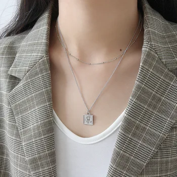 Minimalism pravi 925 sterling srebro kvadratnih rose cvet ogrlice & obeski, elegantna izjavo ogrlica ženska nakit na vratu
