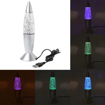 3D Raketa Multi Barva Spreminja, Lava Svetilka RGB LED Glitter Noč Svetlobe Darilo 62KC