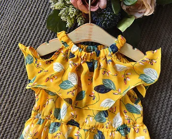 Baby dekleta poletje cvet obleko brez rokavov otroci visi vratu bohemian šifon obleke, oblačila za otroke pošlji klobuk