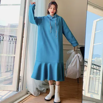 Hoodies Prevelik Majica Ženske Pozimi Toplo Runo Dolgo Kapuco Roza Kawaii Sweatshirts Obleko Femme Japonskih Modnih Oblačil