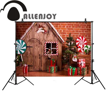 Allenjoy Božič fotografija ozadje lesa sladkarije hiša za otroke zid Ozadju photobooth photocall foto studio