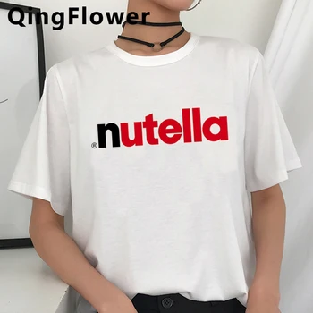 Nutella Smešno Risanka Kawaii Majica s kratkimi rokavi Ženske Harajuku Cute Anime 90. T-shirt Ullzang Poletje Priložnostne Tshirt Moda Vrh Tees Ženski