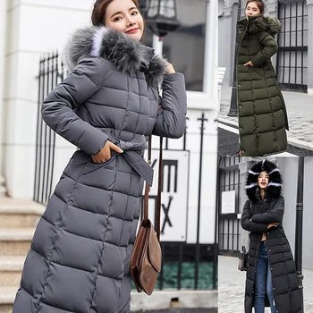 Zimske Ženske Navzdol Jakno Dolgo Hooded Moda Sneg Oblačila Toplo Bombaž-oblazinjena Dolg Rokav Parkas Navzdol Plašč Za Ženske #734