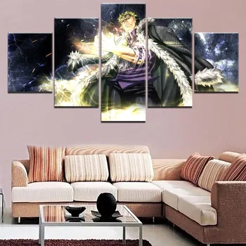 5 Plošče, Modularni Sliko Domu Dekorativni Dnevna Soba Platna Slike Wall Art Dekor Anime Fairy Tail Laxus Dreyar Plakat