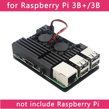 Dvojno Navijači Raspberry Pi 4 Model B/3B+/3B 4 Barva Aluminija, Kovinsko Ohišje z Super Dve Hladilni Ventilator +Toplotni Odvodi za Raspberry Pi 4/3