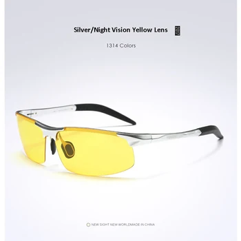 Aluminij Polarizirana Nočna Vožnja Sončna Očala Mens Rumena Leča Glare Blok Anti-Glare Night Vision Vožnje Črna Očala Očala