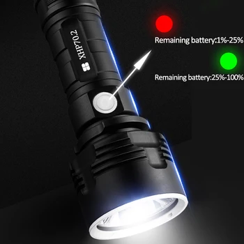 Super Močna LED Svetilka XHP70.2 Taktično USB Baklo xhp50 lučka za Polnjenje 18650 26650 baterije Luč za Kampiranje, ribolov