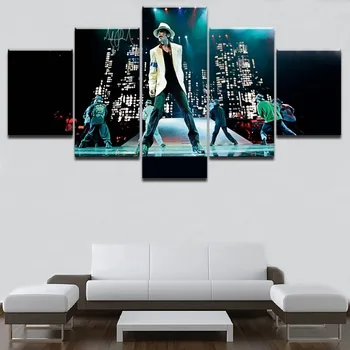 Platno HD Tiskane Slike Za Steno dnevne Sobe Umetnosti Doma Dekorativni 5 Kosov Michael Jackson Koncert Plakat Slike Okvir