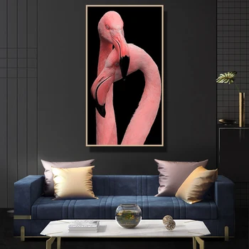 Platno Slikarstvo za dnevno Sobo, Črna, Pink flamingo Plakati Živali Tiskanja Sliko Hoom Dekor Ustvarjalnost Steno Sodobne umetnosti slikarstva