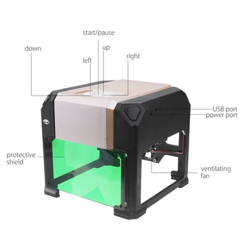 3000mW USB Laser Graverja Rezalnik Tiskalnika Carver DIY Logotip Znamke Laserski izrez Graviranje Stroj CNC Lasersko Carving Pralni Domačo Uporabo