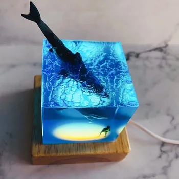 LED Nočna Lučka Shark Potapljač Dekoracijo Novost Darilo za Otroke, Spalnica, Otroška Soba Dekor USB Postelji Noč Lučka TP-Vroče