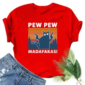Pew Pew Madafakas Natisni T-majice Ženske Poletje 2020 Grafični Tees Smešne Majice Za ženske tshirts Svoboden Posadke Vratu Harajuku Vrhovi