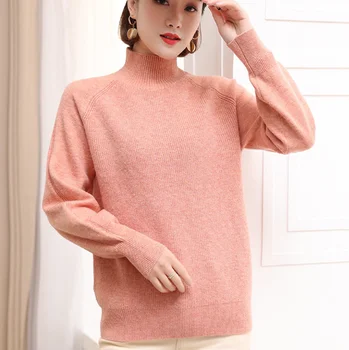 Ženske barva turtleneck ohlapen pulover z dolgimi rokavi pletene topel pulover