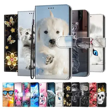 Luštna Mačka Cvet Živali Vzorec PU Usnje Primeru telefon Za Huawei Honor 7A 7 DUA-L22 ruske Flip Denarnice Pokrov