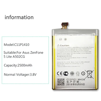 C11P1410 Za Asus ZenFone 5 Lite A502CG Mobilni Telefon Zamenjava Baterije 2500mAh Napetostjo Li-polimer Baterija