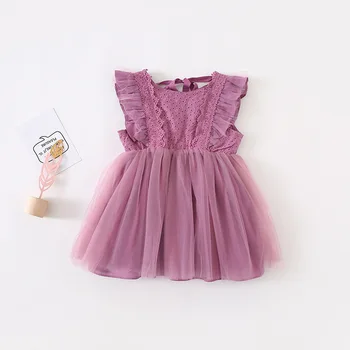 2019 Poletje Nov Prihod korejska Različica bombaž pure color all-tekmo princesa čipke telovnik mehurček obleko za cute sweet baby dekleta