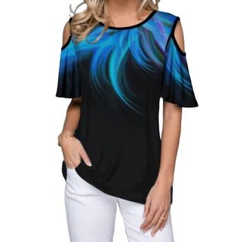 2020 Poletje Tshirt Ženske Off Ramenski 3D Metulja Print Majica s kratkimi rokavi za Priložnostne Kratek Rokav Svoboden Vrhovi Plus Velikost S-5XL Modna Oblačila