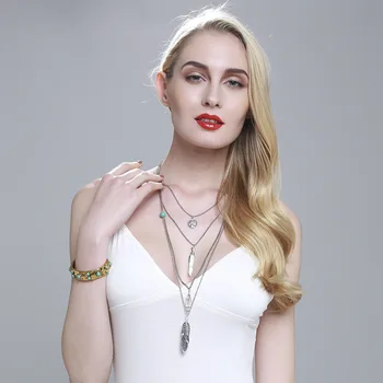 Moda za Ženske, Ogrlice Multi Layer Verige Bohemian Choker Nakit Listov Obesek Nakit Gargantilha
