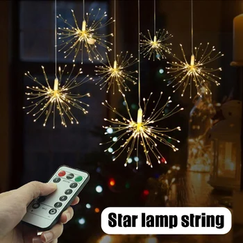 DIY prostem vrt dekoracijo LED eksplodirajo fireworks Božič pravljica luč, ki visi starburst LED niz garland BJStore