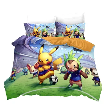Pokemon Odeja Kritje Pikachu 3D Cartoon Tiskana Posteljnina Posteljo Spead Otrok Otrok Spalnica Postelja Rjuhe Kritje Bedclothes 2/3pcs Set