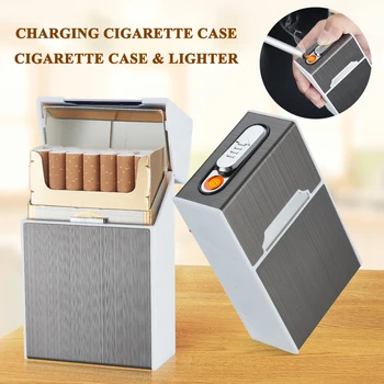 2 V 1 za ponovno Polnjenje Samodejno Elektronsko Cigareto Primeru Polje z USB Prenosni Cinkove Zlitine Windproof Električni Cigaretni Vžigalniki