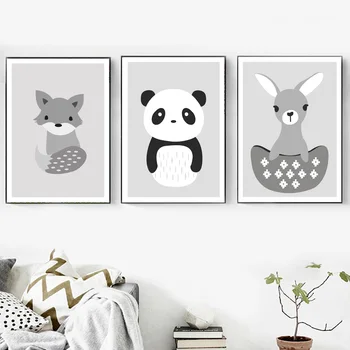 Panda Zajec, Pes, Žirafa Fox Wall Art Platno Slikarstvo Nordijska Plakatov In Fotografij Živali Stenske Slike Baby Otroci Soba Otrok Dekor