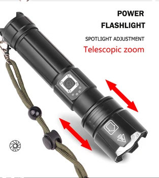 60000LM Močna Led Svetilka XHP50 svetilka USB polnjenje Zoom led svetilko lanter 1*18650 baterije, Za Kampiranje, kolesarjenje Lučka