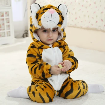 Umorden Tiger Kigurumi za Otroka Cartoon Živali Kostum Cosplay Dojenčka, Malčka Otrok Bodysuit Jumpsuit Onesie Flanela Mehko