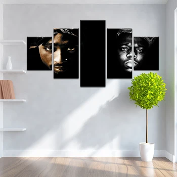 Razvpiti B. I. G Tupac 2Pac Ameriški Rapper Glasbene Zvezde Vroče Art Tisk Plakat 5 Plošči Platno Stensko Slikarstvo Doma Dekor