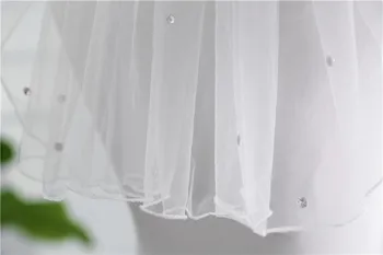 Kratke 1 Plast Poroko Veils Mehkega Tila Poročne Veils Z Glavnik Kristalno Poročni Dodatki 2018 voile de mariee
