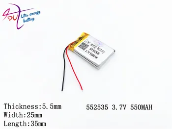 (5pieces/veliko)litij-ionsko Polimer baterijo 3,7 V 550mAh 532535 552535 CE, FCC, ROHS MSDS certifikat kakovosti