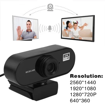2K HD Spletna kamera z vgrajenim Mikrofonom USB Gonilnik Brezplačne Računalniške Spletna Kamera, CMOS-Senzor USB 2.0, spletnih kamer