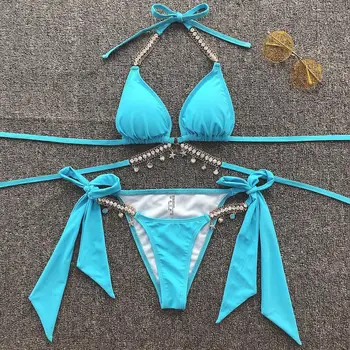 Novo leto 2020 Bling Diamond Povodcem Ženski Bikini Kopalke Ženske Kopalke Dveh kosov Bikini komplet Bather kopalke Plavati Lady