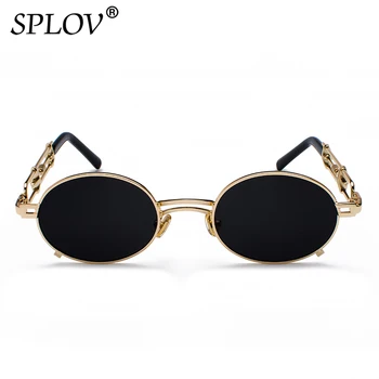 SPLOV Retro Krog Streampunk sončna Očala Moški Ženske blagovne Znamke Oblikovalec Kovin sončna Očala Osebnost Majhen Krog Očala Oculos