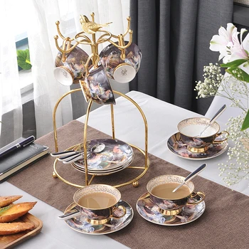 Evropsko Sodišče slika slikarstvo skodelico kave določa Retro keramike, Porcelana tea cup nastavite Popoldanski čaj stranka drinkware Poročna Darila