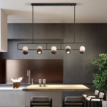 Sodobna restavracija LED lestenec razsvetljavo Nordijska oblikovalec črnega zlata kombinacija visi lestenec, kuhinja, jedilnica lestenec