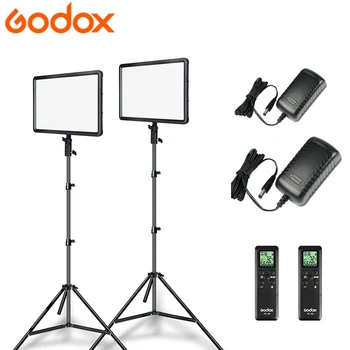 Godox 2pcs LEDP260C Ultra-tanek 30W 3300-5600k LED Video Luč Plošča Svetilko z 2pcs 2m Lahka Stojalo za Video Studio Luči