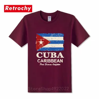 Kuba Navijači Razvedriti Tshirt Za Moške je Kuba Nacionalno Zastavo Design Tee Majica Kratek Bombaža T-srajce Nostalgično Slog Poletje Komunizma Vrhovi